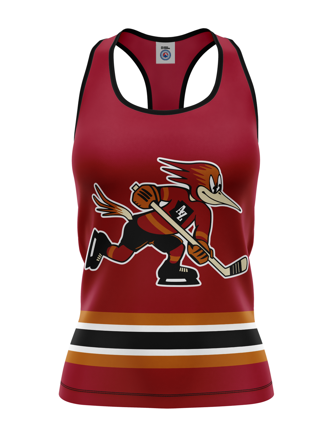Bench Clearers Tucson Roadrunners 2026 Women's Racerback Hockey Tank - 3D FRONT