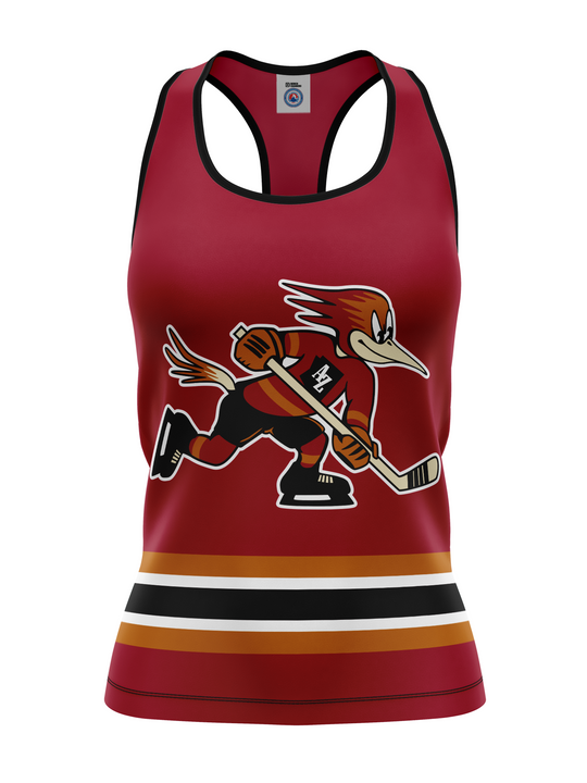 Bench Clearers Tucson Roadrunners 2026 Women's Racerback Hockey Tank - 3D FRONT