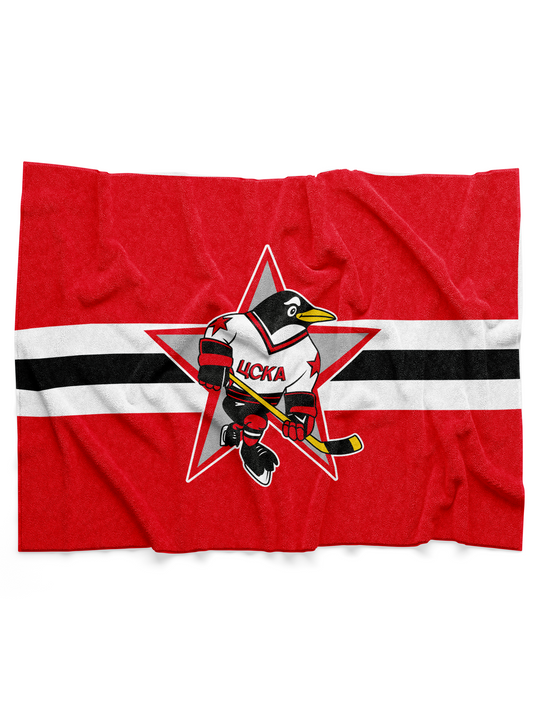 Russian Penguins Red Sherpa Blanket