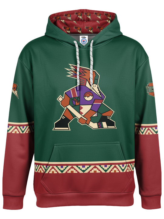 Bench Clearers Tucson Roadrunners 2026 "Kachina" Alternate Hockey Hoodie - 3D FRONT