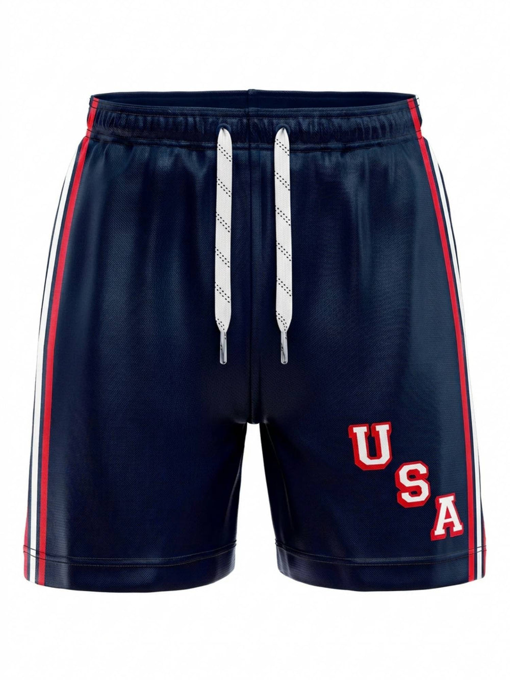 Team USA Navy Blue Hockey Shorts - 3D FRONT | BenchClearers Hockey Apparel