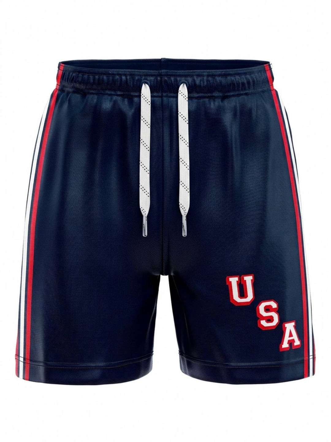 Team USA Navy Blue Hockey Shorts - 3D FRONT | BenchClearers Hockey Apparel