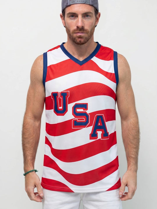 Bench Clearers USA Hockey American Flag Hockey Tank - MODEL FRONT