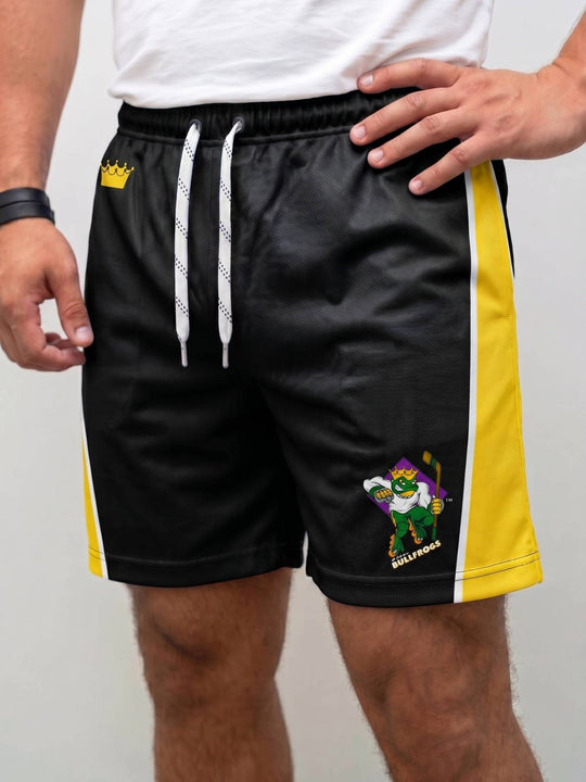 Bench Clearers Anaheim Bullfrogs Hockey Shorts - MODEL FRONT