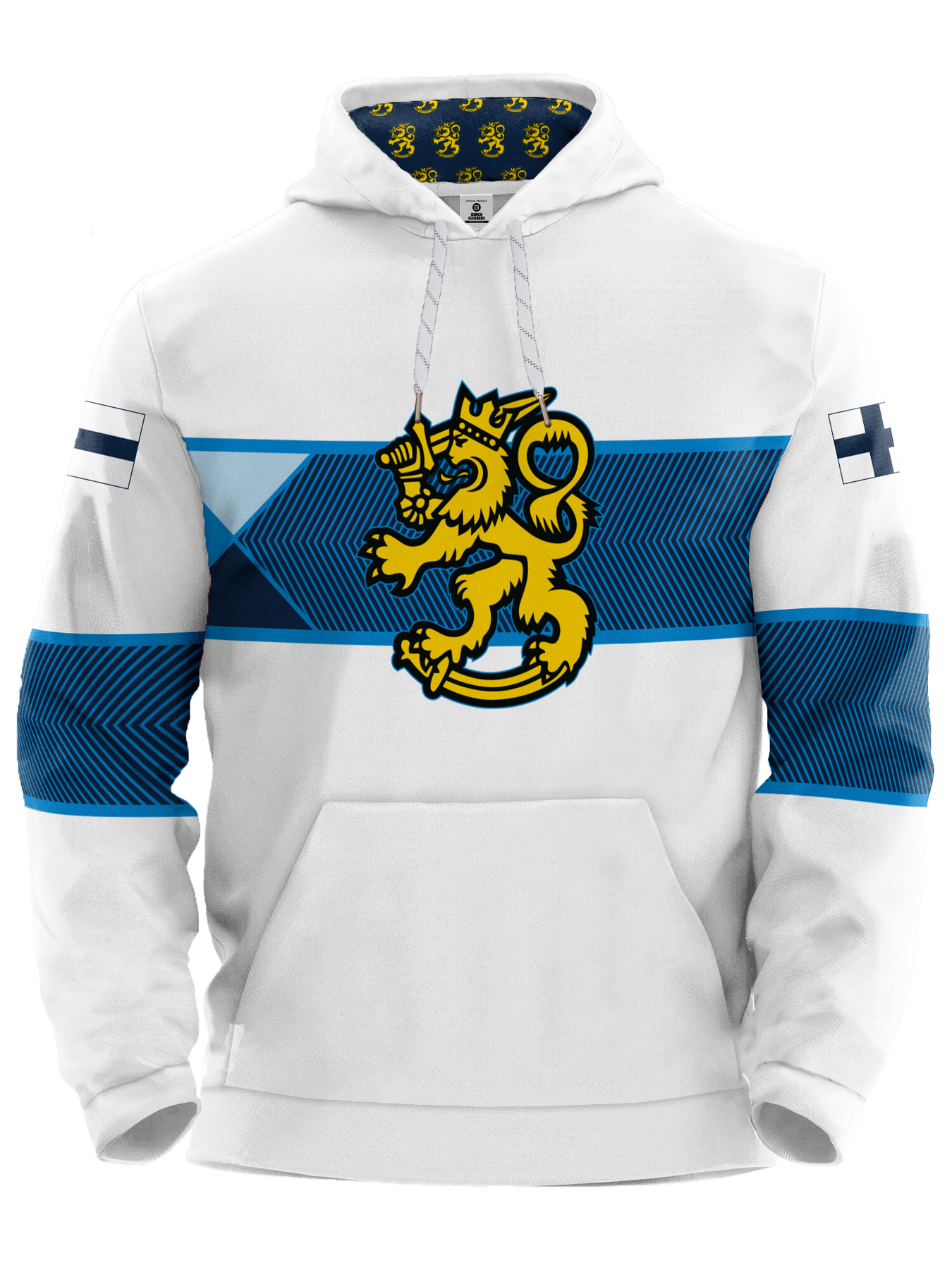 Bench Clearers Finland Nations 2026 Away Hockey Hoodie | BenchClearers – Bench Clearers