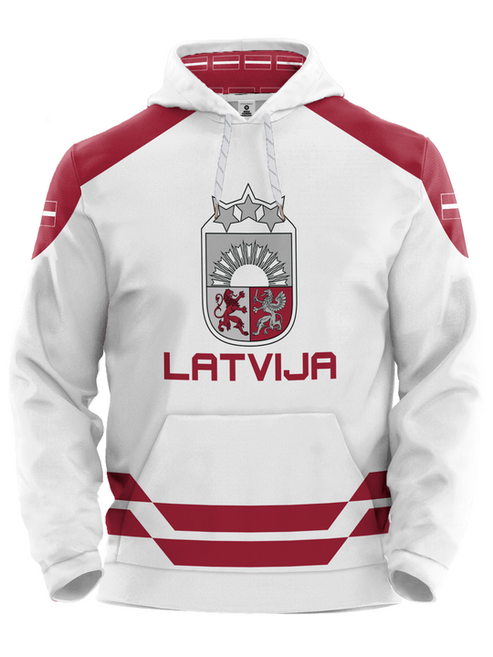 Latvia Nations 2026 Away Hockey Hoodie
