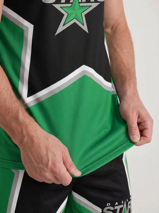 Bench Clearers Dallas Stars 2026 Alternate Hockey Tank | MATERIAL CLOSE-UP