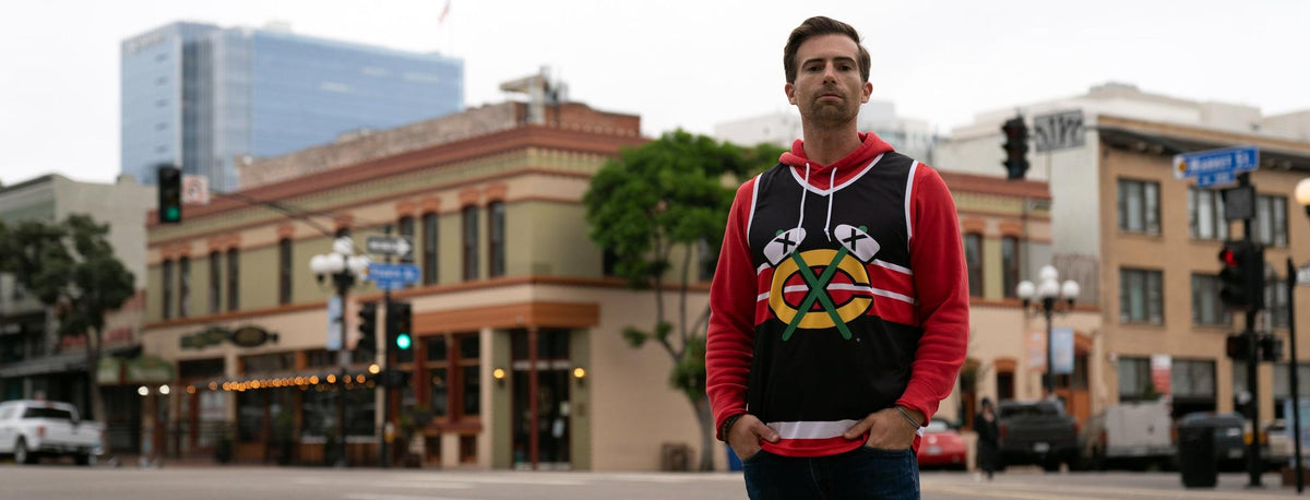 Bench Clearers hockey hoodie on the street - Rep in style all season long