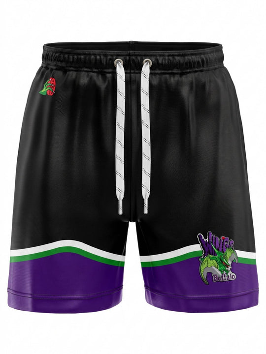 Bench Clearers Buffalo Wings Hockey Shorts- 3D FRONT