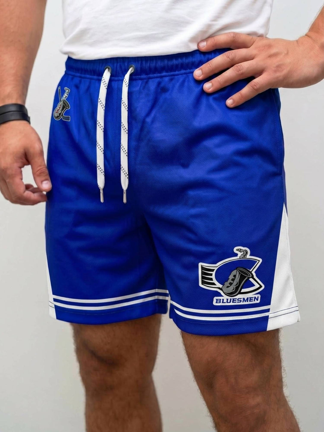 Bench Clearers Chicago Bluesmen Hockey Shorts - MODEL FRONT
