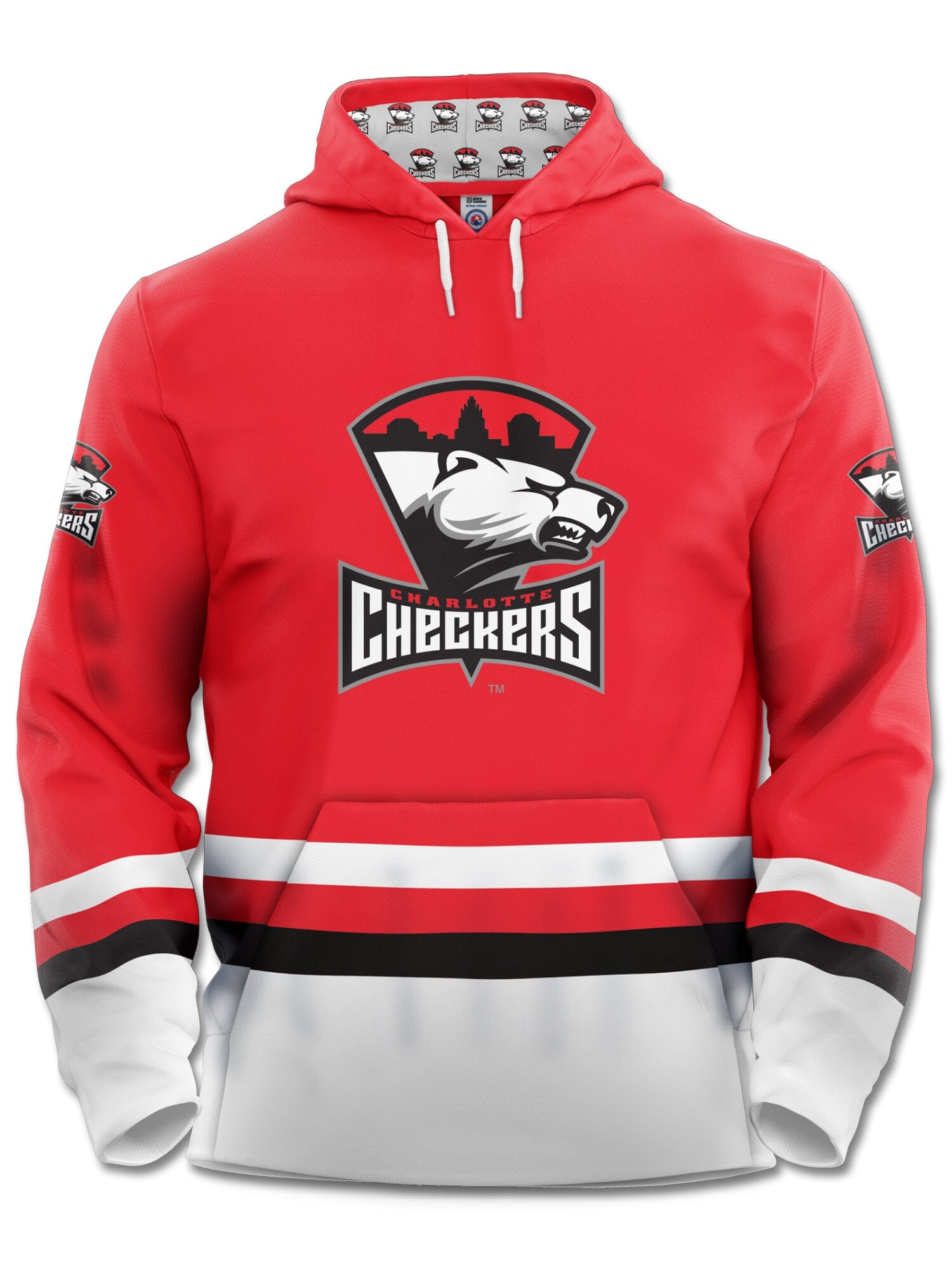 Charlotte Checkers Hockey Hoodie Hockey Hoodie BenchClearers XS Red Polyester