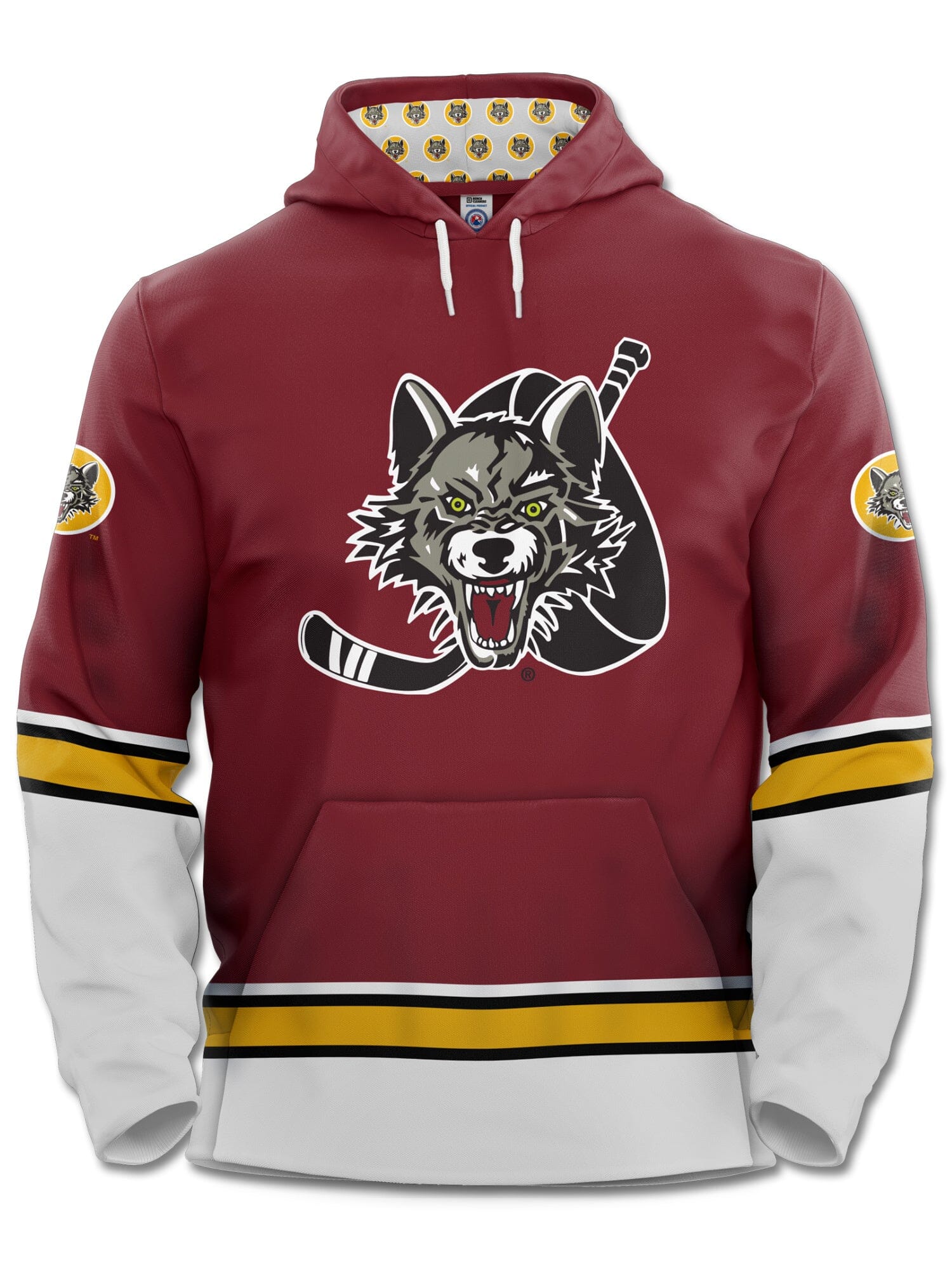Chicago Wolves Hockey Hoodie Hockey Hoodie BenchClearers XS Maroon Polyester
