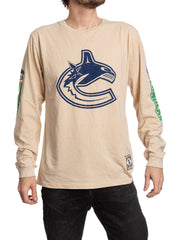 Vancouver Canucks Oatmeal Acid Washed Long Sleeve Shirt