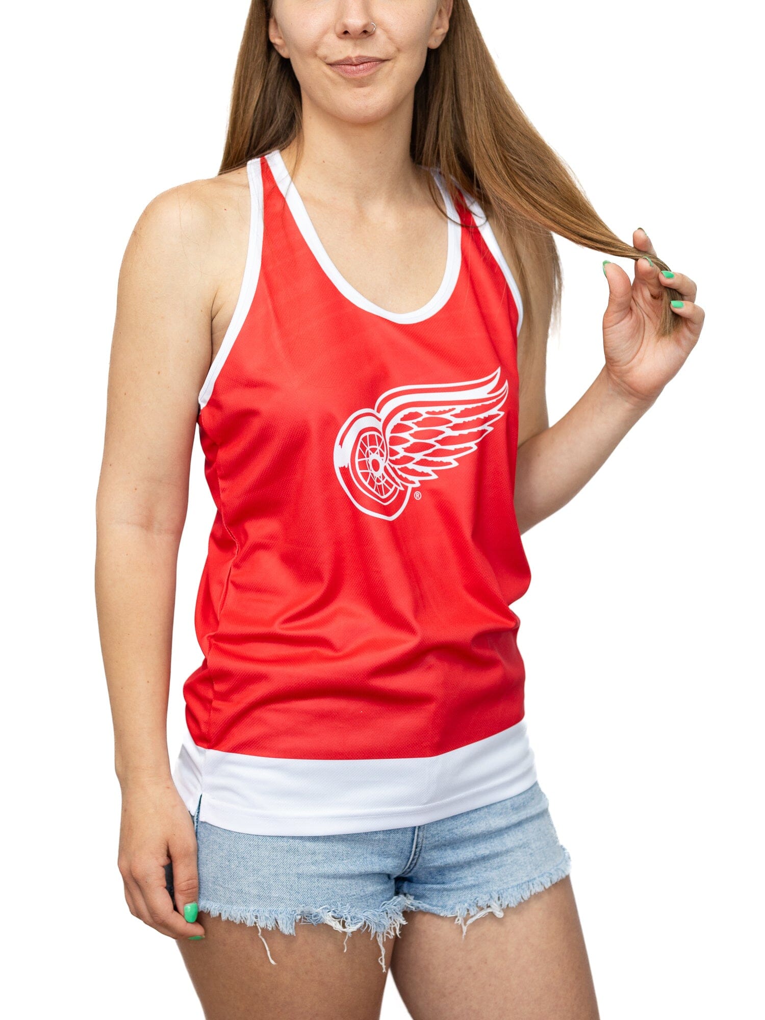 Detroit Red Wings Women's Racerback Hockey Tank hockey tanks BenchClearers XS Red Polyester
