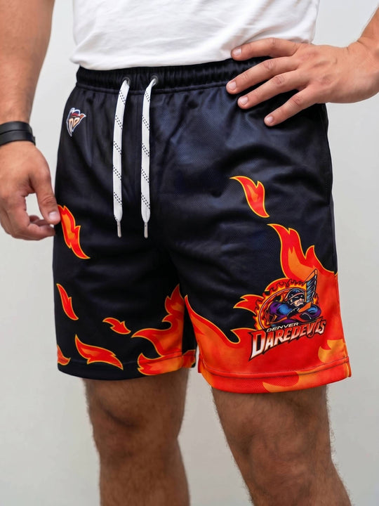 Bench clearers Denver Dare Devils Hockey Shorts - MODEL FRONT
