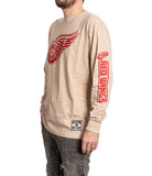 Detroit Red Wings Oatmeal Acid Washed Long Sleeve Shirt