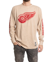 Detroit Red Wings Oatmeal Acid Washed Long Sleeve Shirt