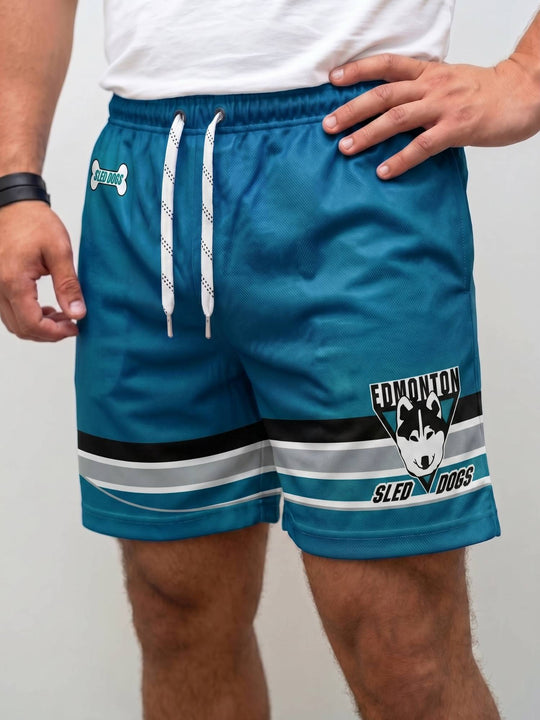 Bench Clearers Edmonton Sled Dogs Hockey Shorts - MODEL FRONT