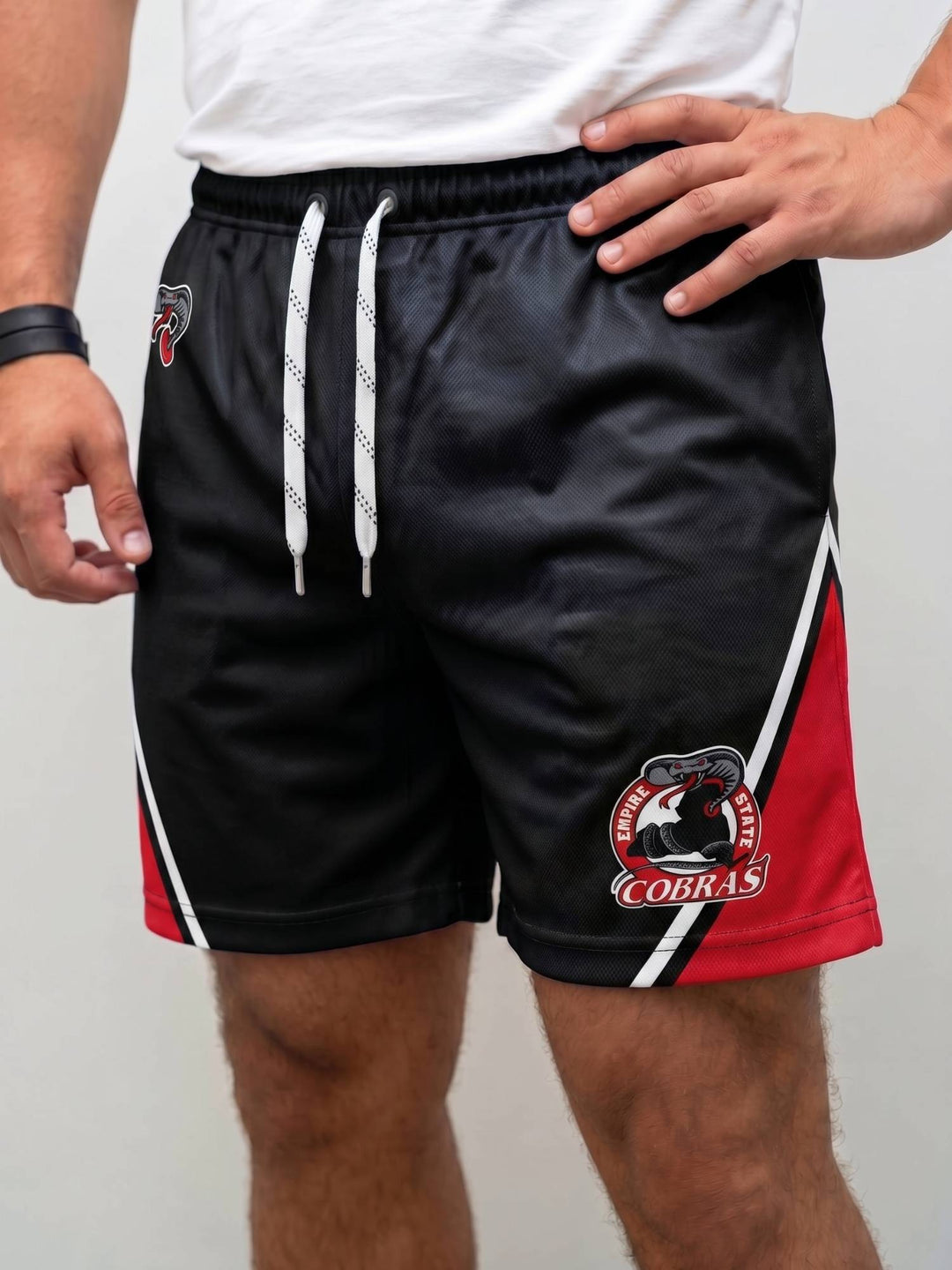 Bench Clearers Empire State Cobras Hockey Shorts - MODEL FRONT