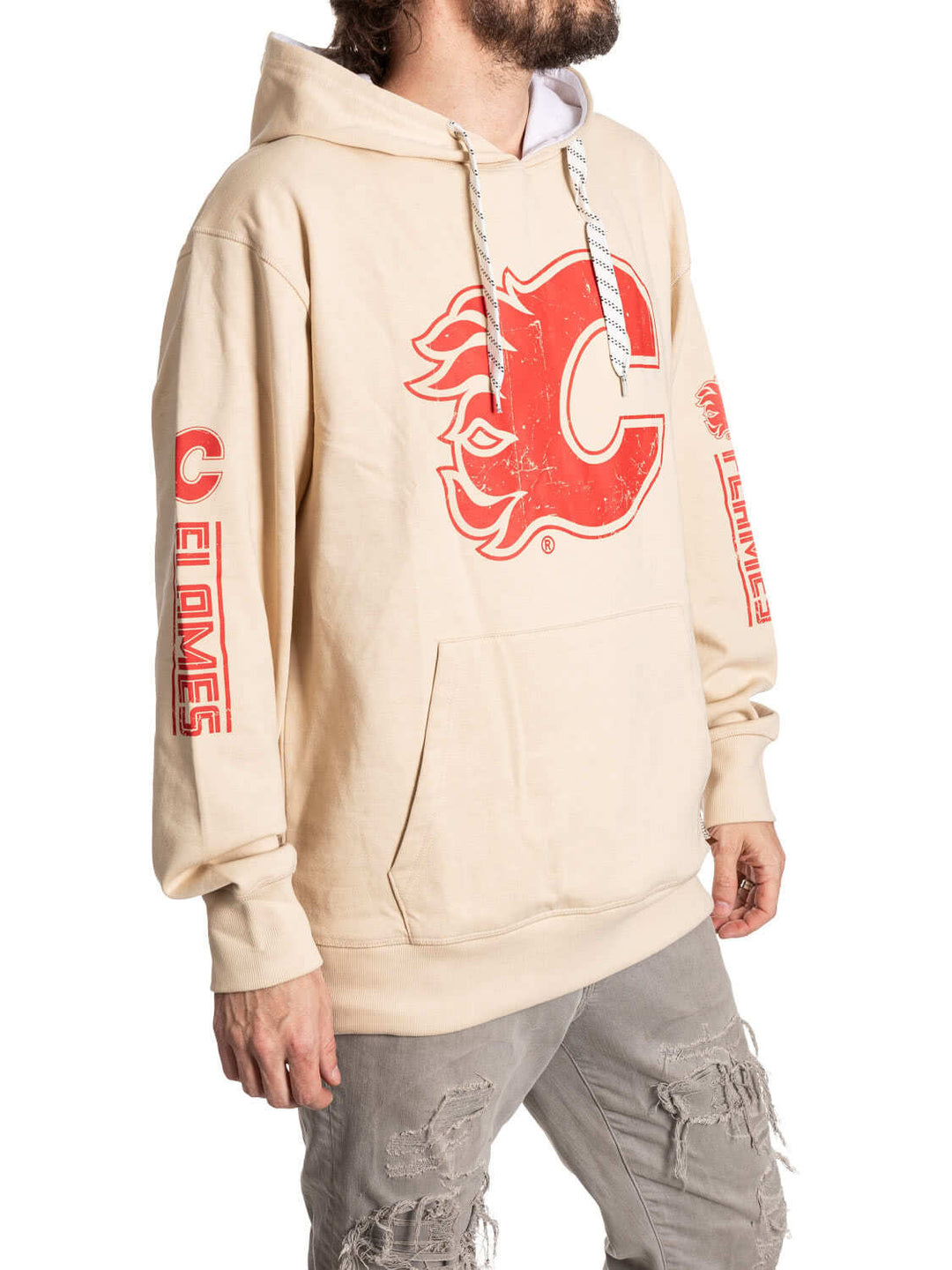 Calgary Flames Oatmeal Hockey Hoodie