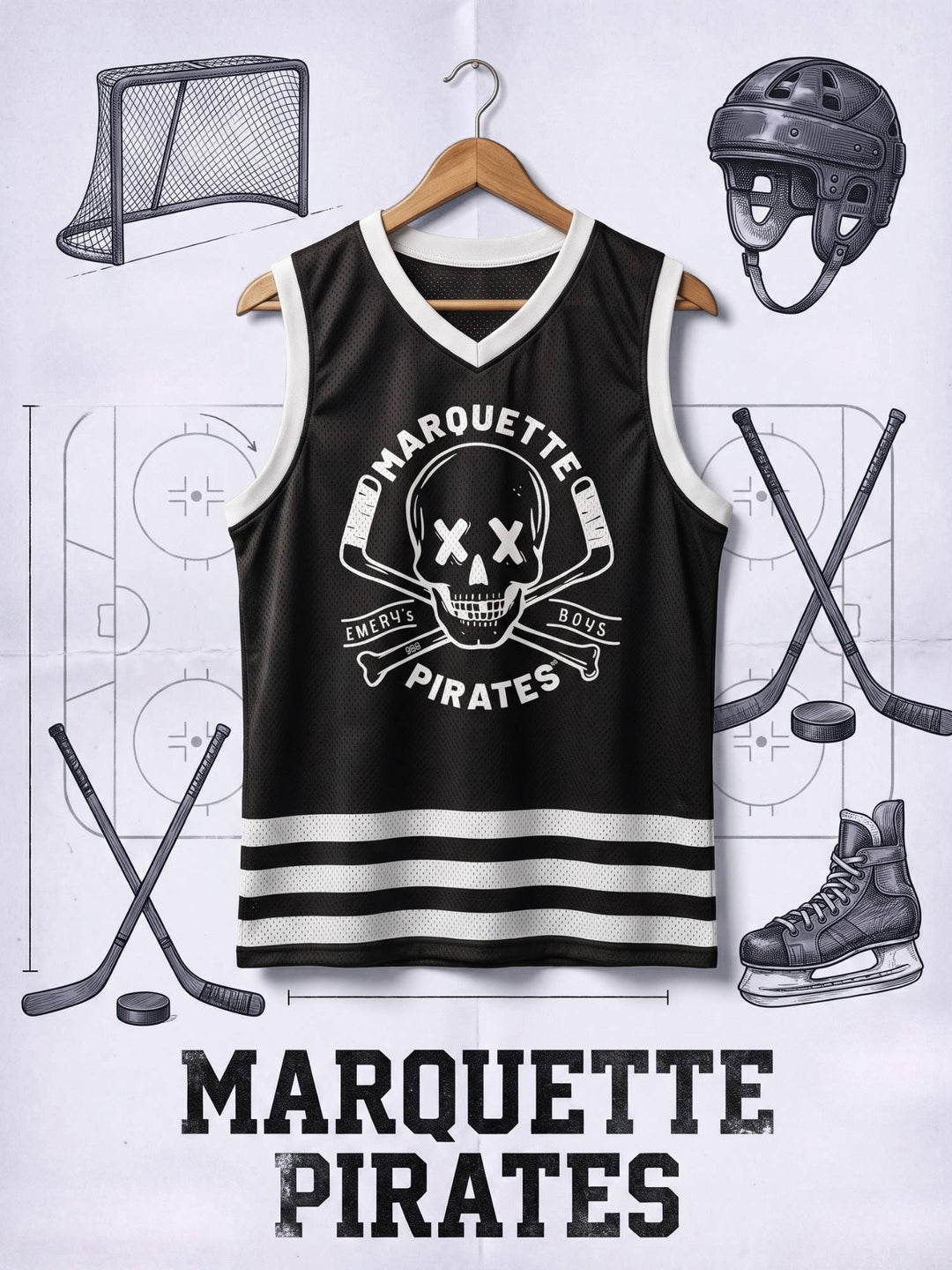 Bench Clearers Marquette Pirates Hockey Tank - HANGING | BenchClearers Hockey Apparel