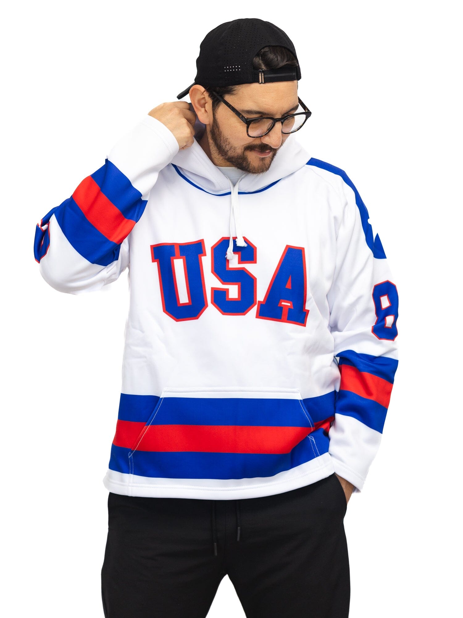 USA Miracle on Ice 1980 Away Hockey Hoodie - FRONT 2