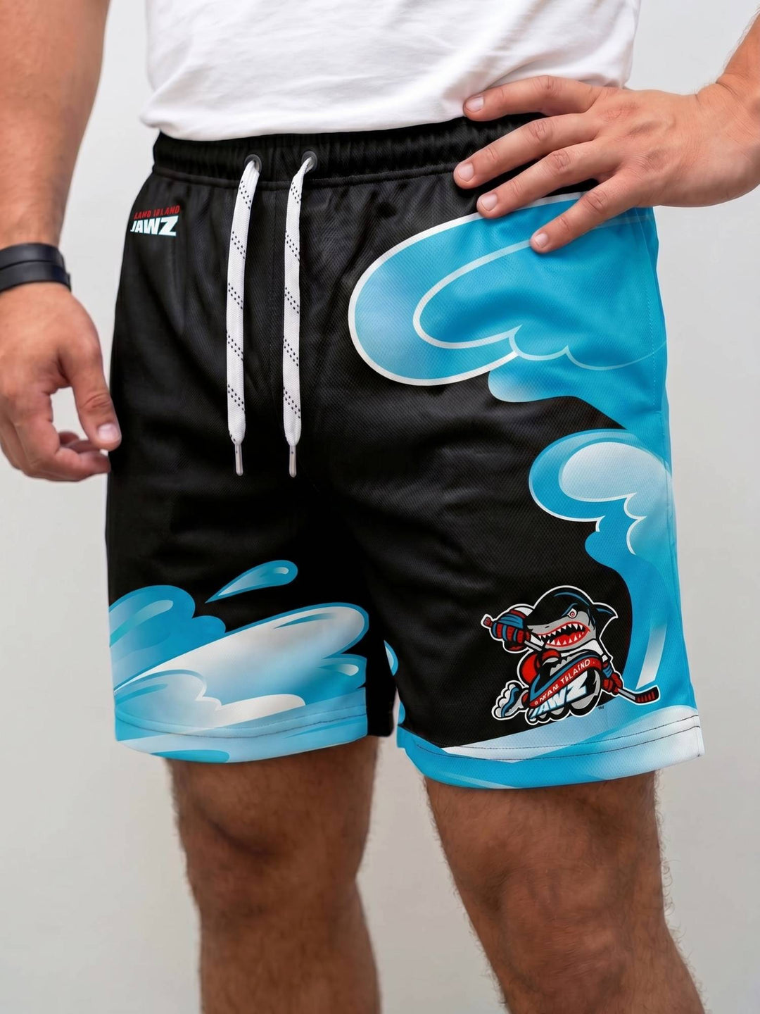 Bench Clearers Long Island Jawz Hockey Shorts - MODEL FRONT