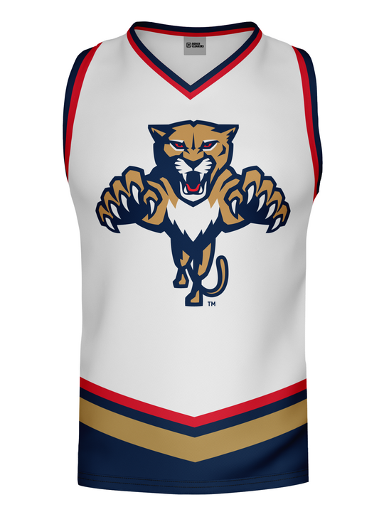 Florida Panthers "Leaping Cat" White Alternate Hockey Tank - 3D FRONT