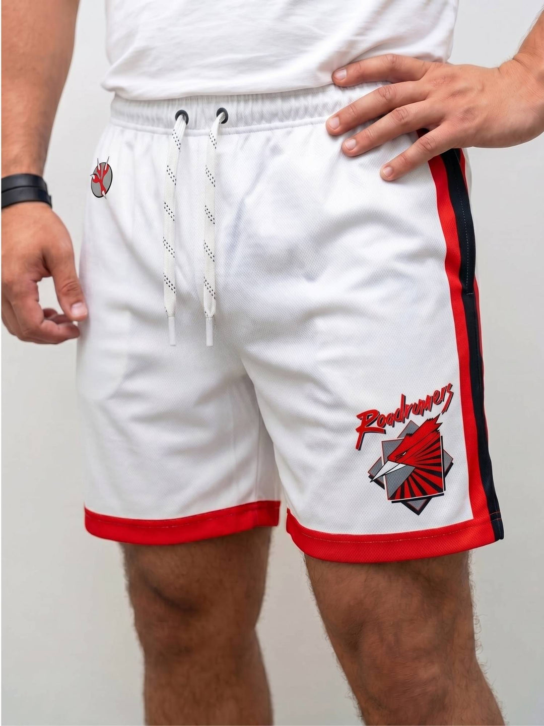  Bench Clearers Montreal Roadrunners Away Hockey Shorts - MODEL FRONT