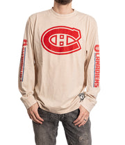 Montreal Canadiens Oatmeal Acid Washed Long Sleeve Shirt