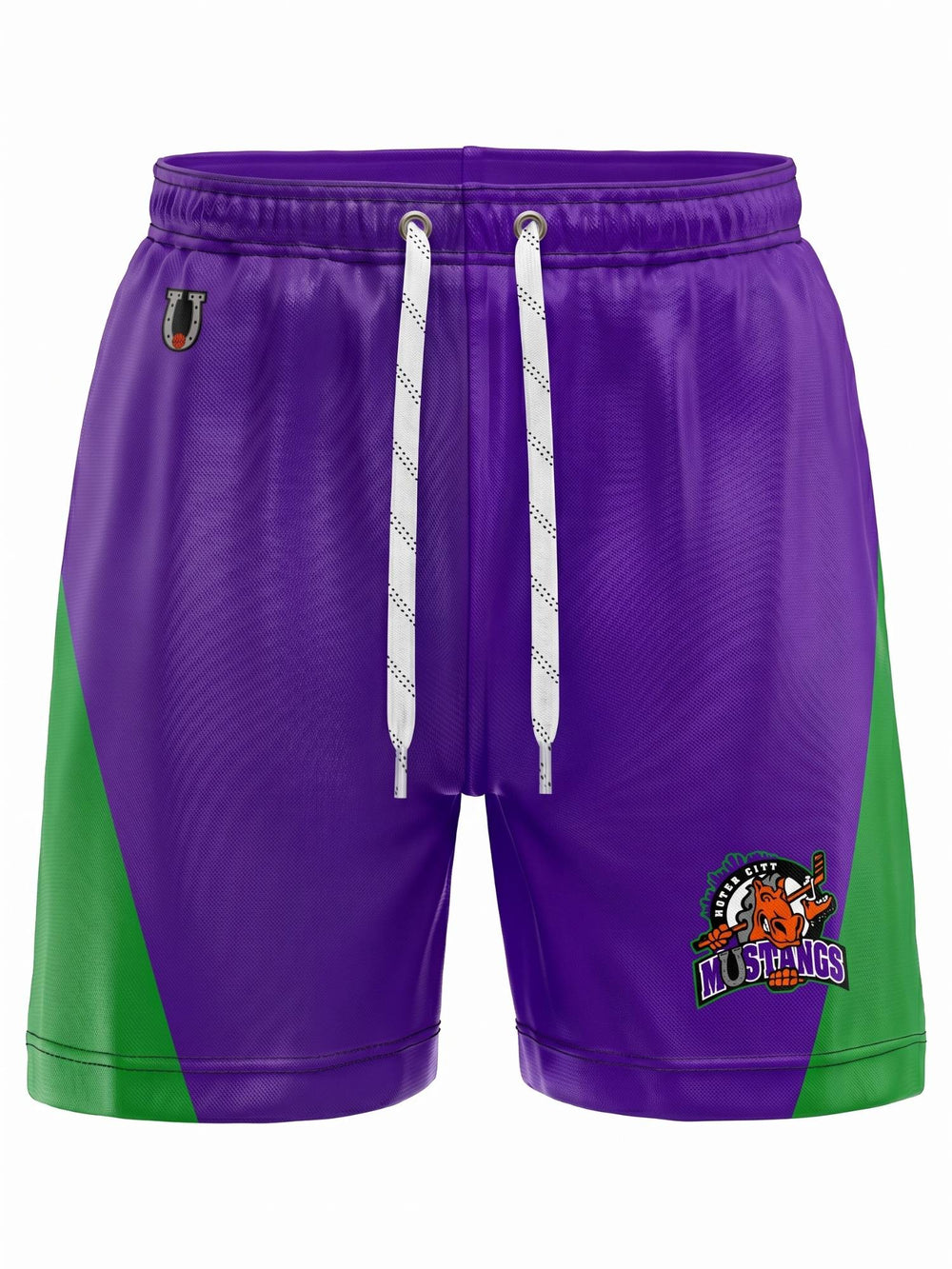  Bench Clearers Motor City Mustangs Hockey Shorts - 3D FRONT