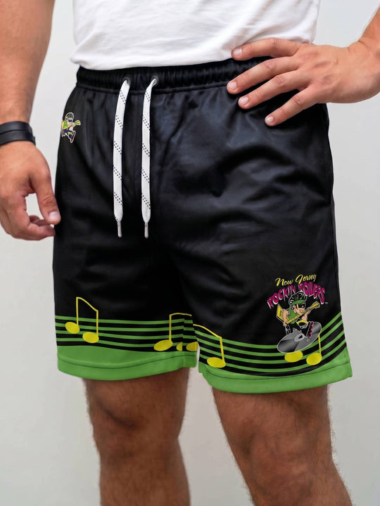  Bench Clearers New Jersey Rockin' Rollers Hockey Shorts - MODEL FRONT