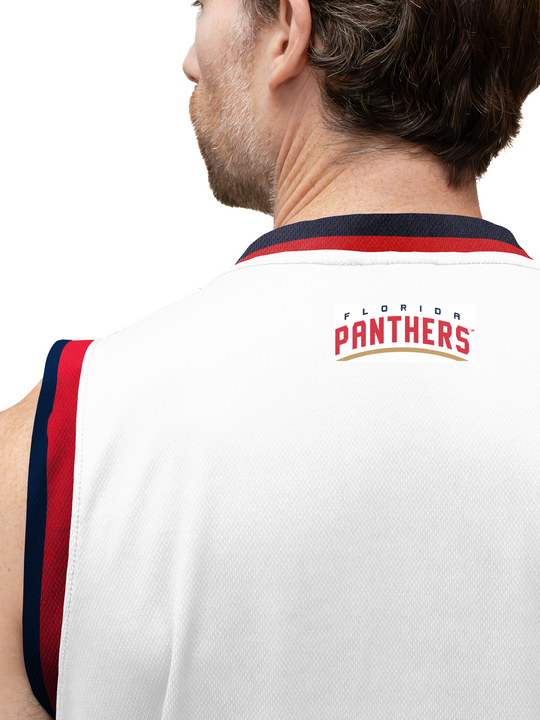 Florida Panthers "Leaping Cat" White Alternate Hockey Tank - ON-MODEL BACK LOGO
