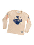 Edmonton Oilers Oatmeal Acid Washed Long Sleeve Shirt