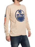 Edmonton Oilers Oatmeal Acid Washed Long Sleeve Shirt