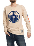 Edmonton Oilers Oatmeal Acid Washed Long Sleeve Shirt