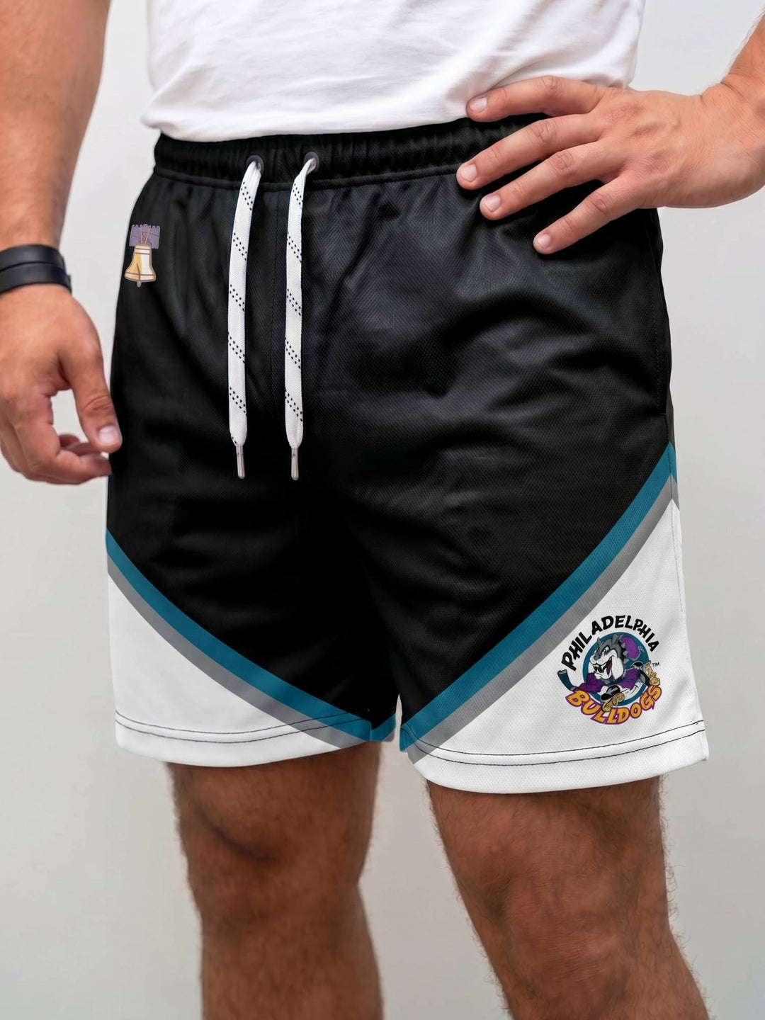  Bench Clearers Philadelphia Bulldogs Hockey Shorts - MODEL FRONT