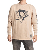 Pittsburgh Penguins Oatmeal Acid Washed Long Sleeve Shirt