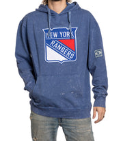 New York Rangers Felt Patch Acid Washed Hoodie