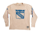 New York Rangers Oatmeal Acid Washed Long Sleeve Shirt