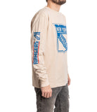 New York Rangers Oatmeal Acid Washed Long Sleeve Shirt