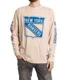 New York Rangers Oatmeal Acid Washed Long Sleeve Shirt