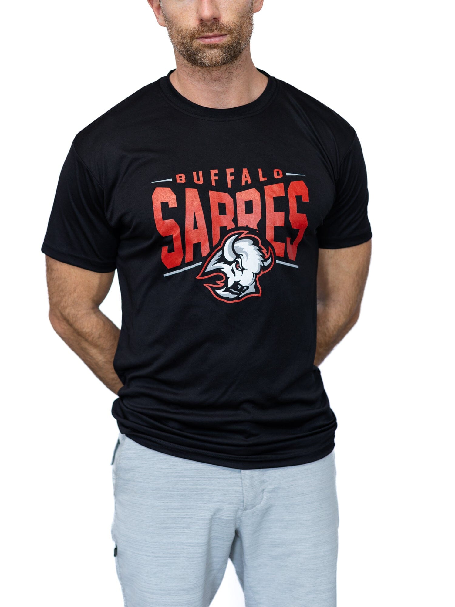 Buffalo Sabres 'Goathead' "Full Fandom" Alternate Moisture Wicking T-Shirt T-Shirt BenchClearers S Black Polyester