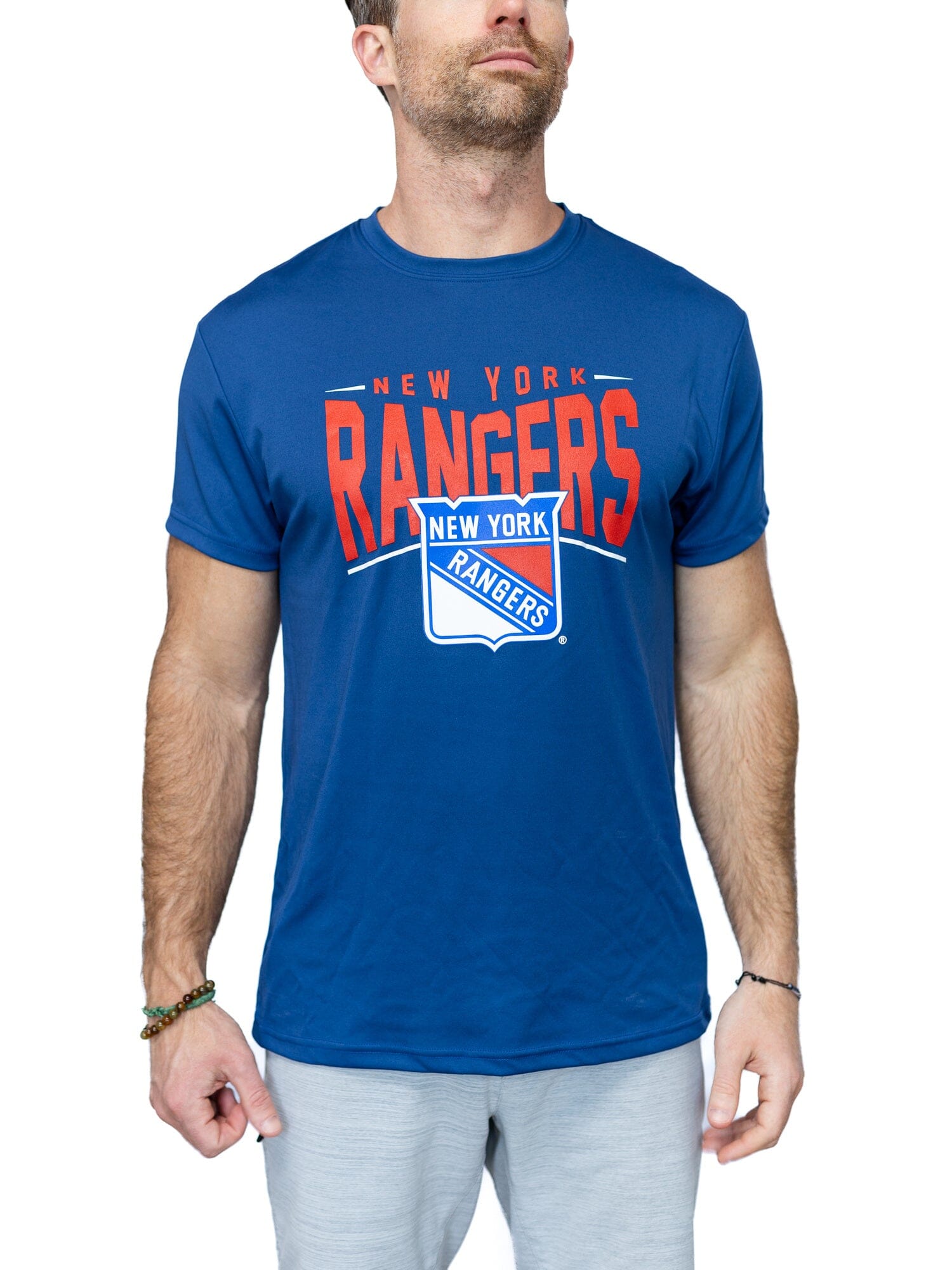 New York Rangers "Full Fandom" Moisture Wicking T-Shirt T-Shirt BenchClearers S Blue Polyester