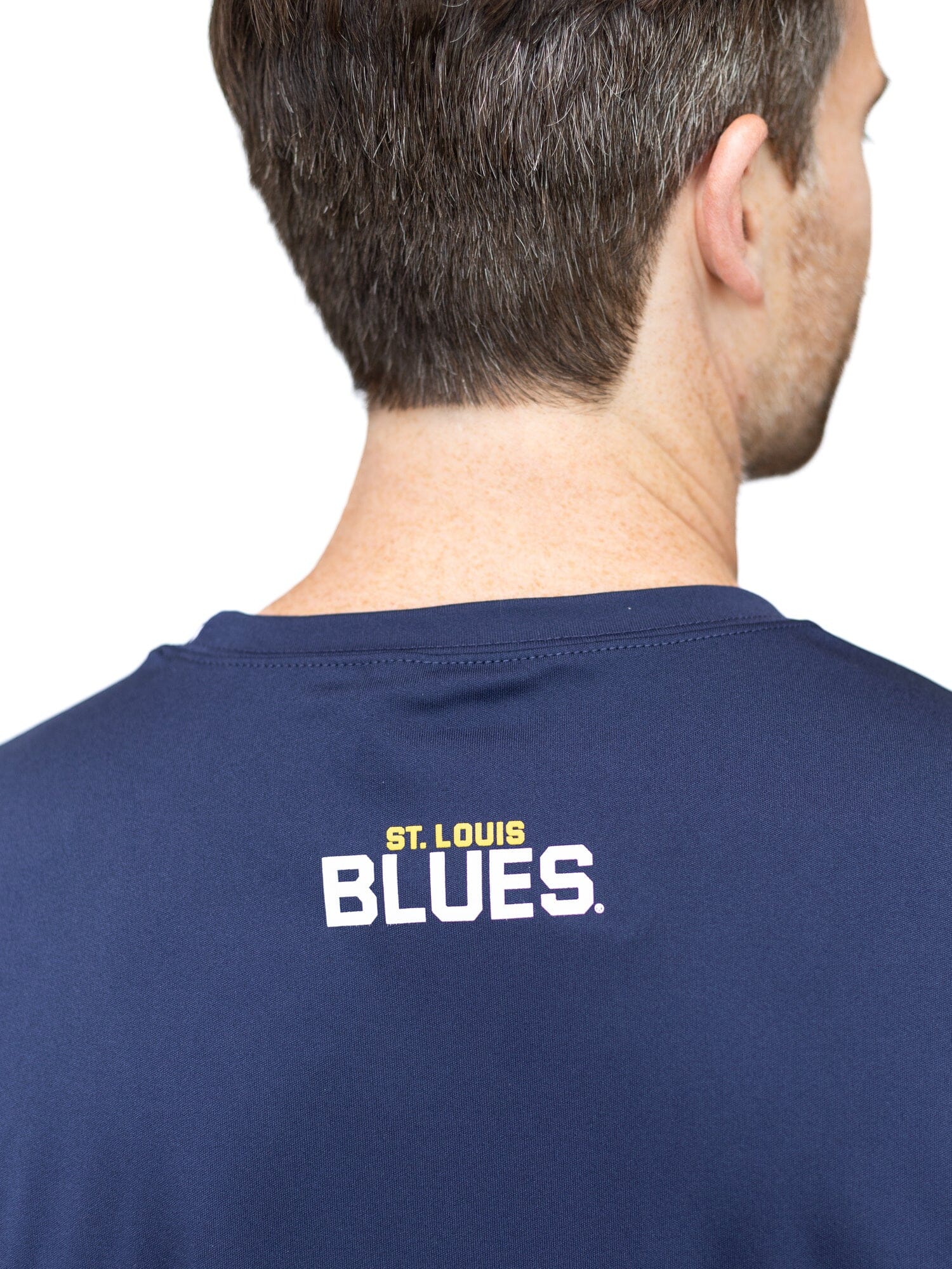 Bench Clearers St. Louis Blues Full Fandom Moisture Wicking T-Shirt - S / Navy Blue / Polyester