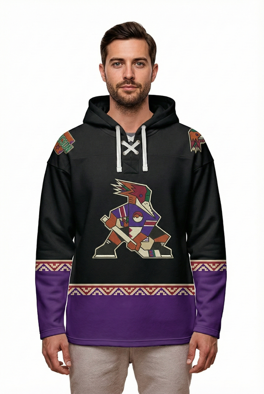 Tucson Roadrunners "Kachina" Alternate AHL Hockey Embroidered Lace Hoodie  - ship by 12/17