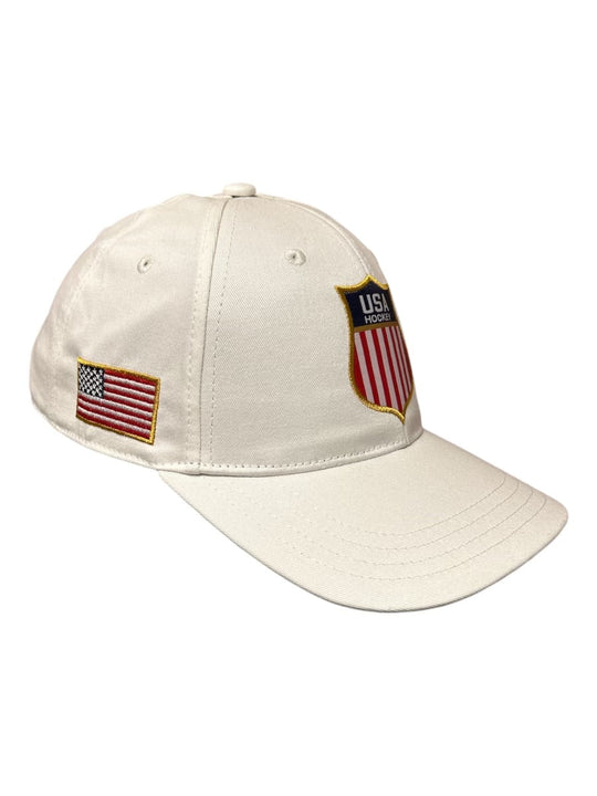 USA Hockey Shield Official Licensed Vintage White Cap