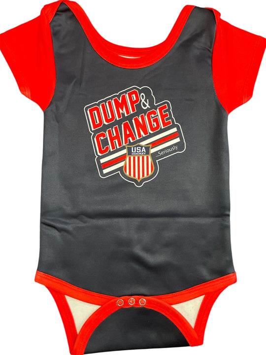 USA Hockey Logo Official "Dump and Change" Baby Onecie