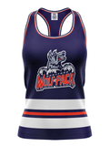 Hartford Wolf Pack Blue Alternate Women's Racerback Hockey Tank - FRONT