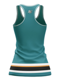 San Jose Barracuda Teal Alternate Women's Racerback Hockey Tank - BACK